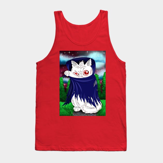 White Dracula Kitty Tank Top by MelanieJeyakkumar